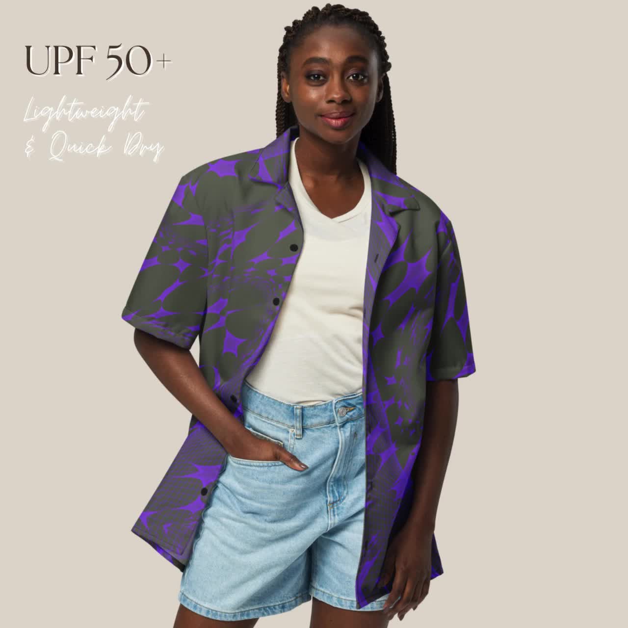 Dark Purple Stars Pattern Button up Shirt Unique Rave Button Down