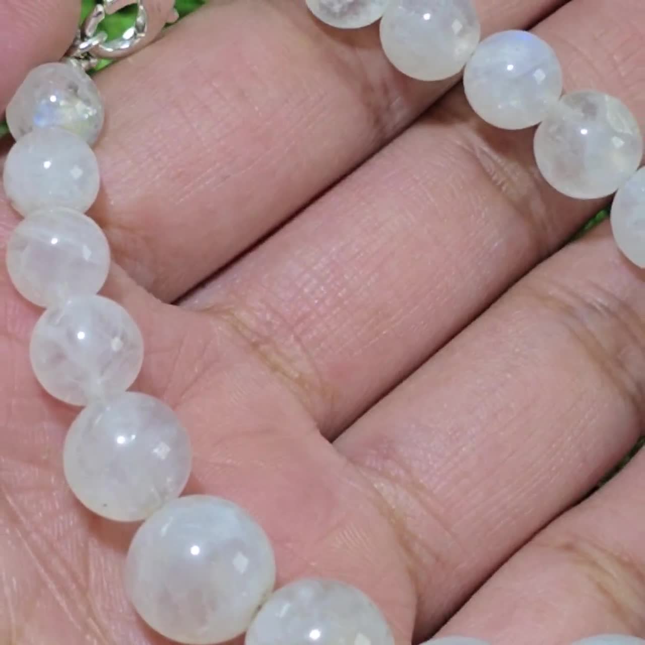 Bracciale Con Pietra Preziosa Rotonda In Pietra Di Luna Arcobaleno - Foto 9