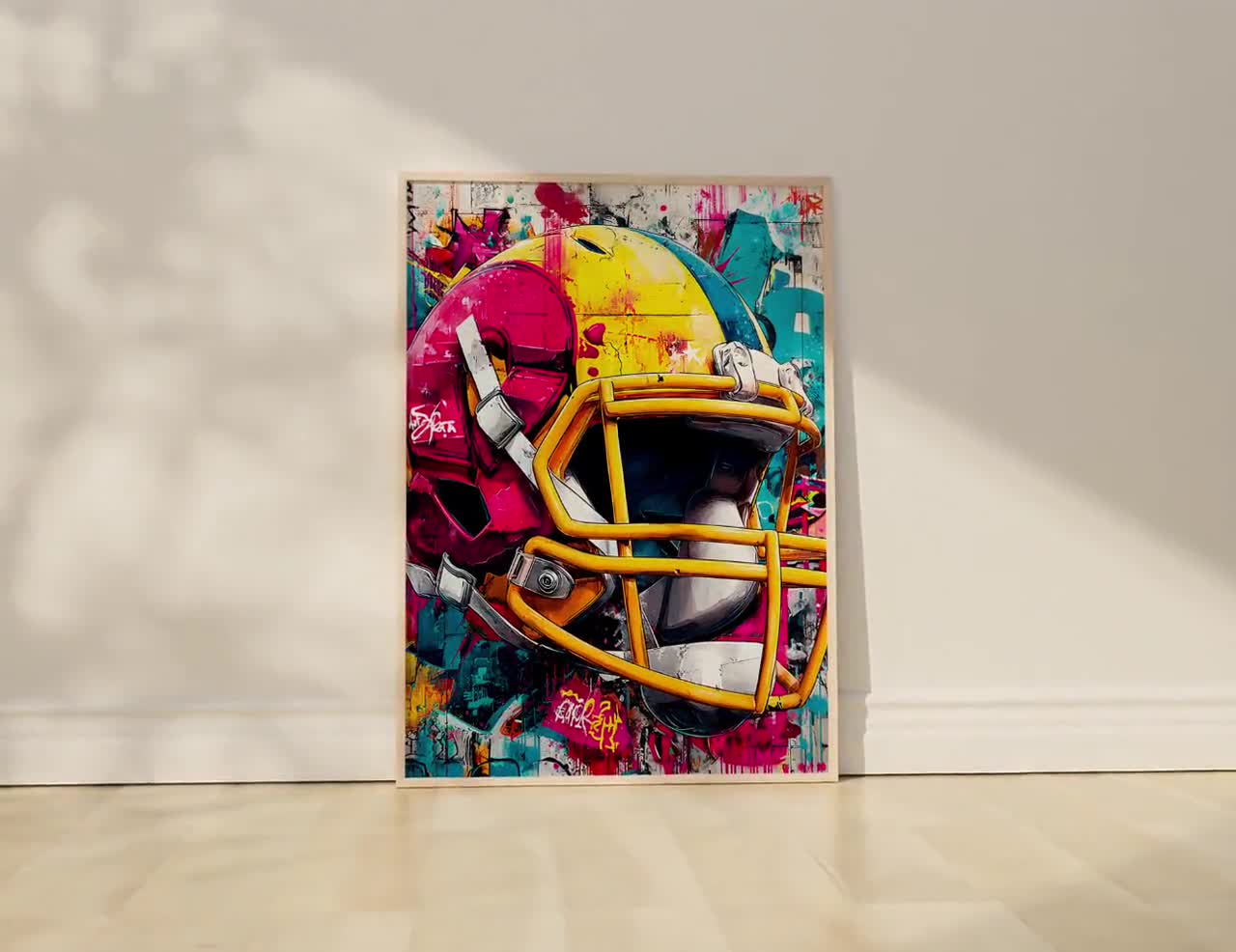 Football Helmet Street Art Poster  Bold American Football Graffiti |  Colorful Urban Sports Art  Instant Download