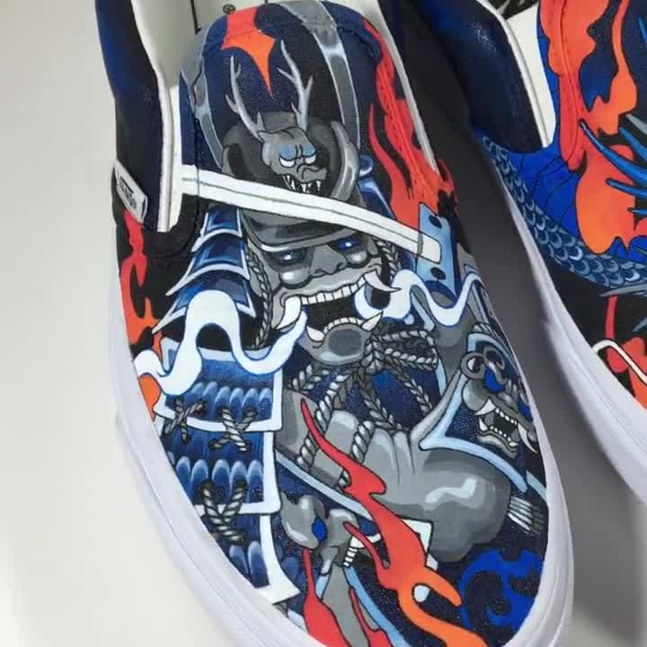 Chameleon vs Dragonfly custom Vans Slip On Sneakers – RAD Shirts Custom  Printing