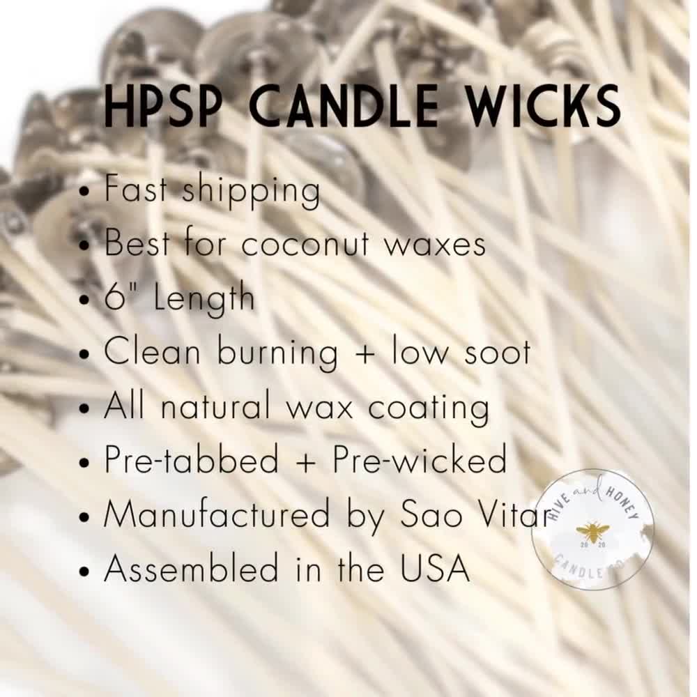 HPSP 817 15 6 Pretabbed Wick HPSP Candle Wicks 6 Inches Natural Prewaxed  Wicks Pack of 12 or 100 Best Wicks for Coconut Wax 