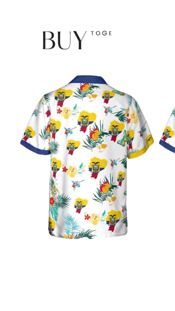 Chemise Hawaïenne Homme – Imprimé Drapeau Colombie – Manches Courtes, Polyester – Taille S à 3XL