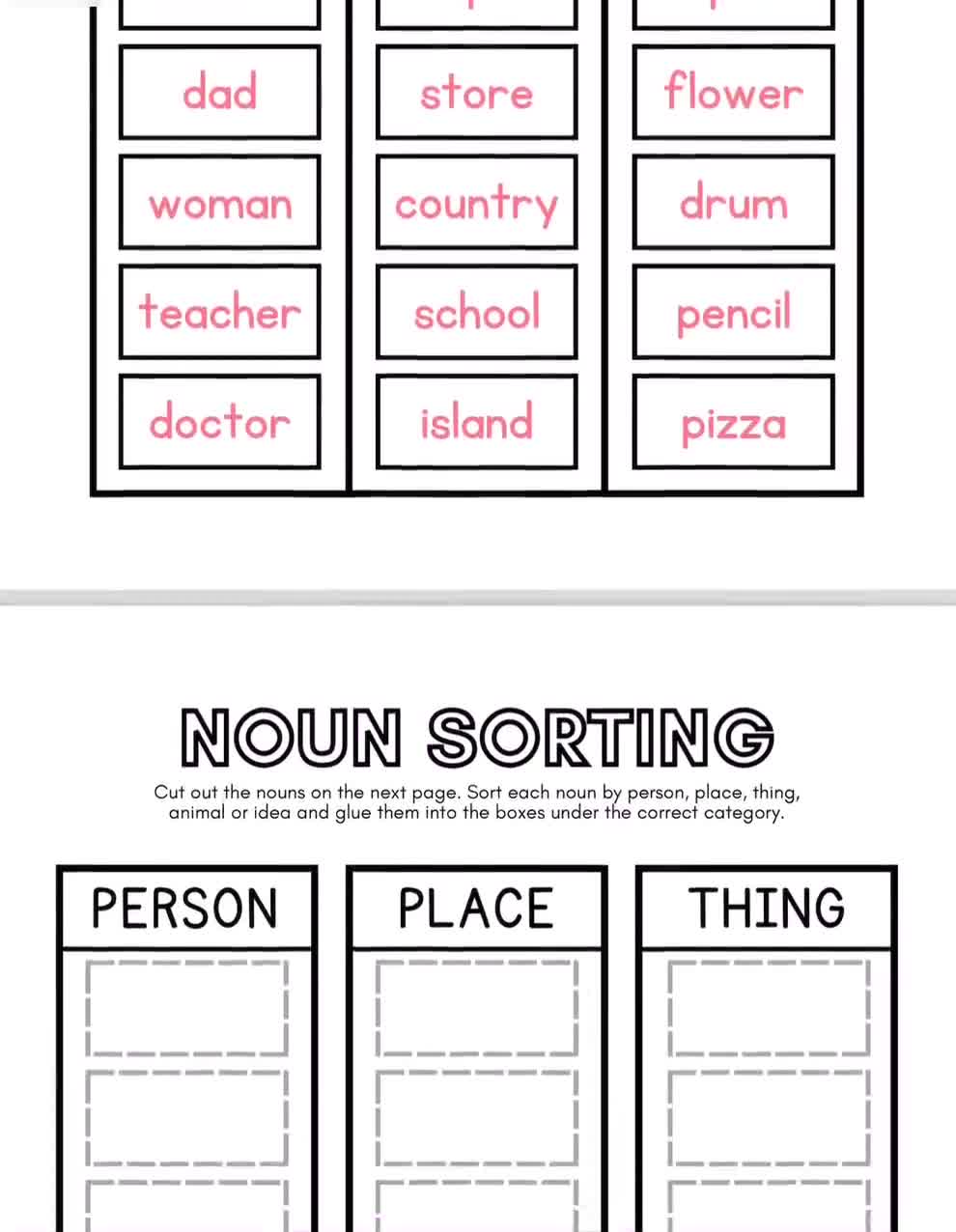 nouns-sorting-worksheet-nouns-parts-of-speech-worksheet-cut-and-paste-noun-activity-nouns-activities-preschool-kindergarten-1st-grade-etsy
