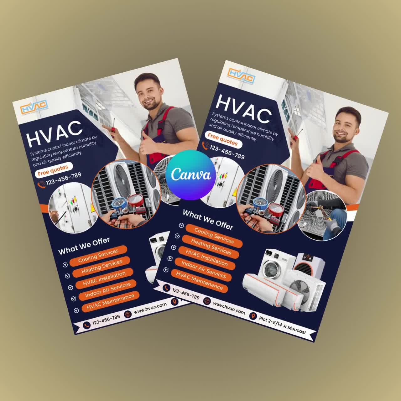 Dépliant de service CVC – Modèle canva modifiable (format A4 et lettre US, téléchargement numérique) video poster