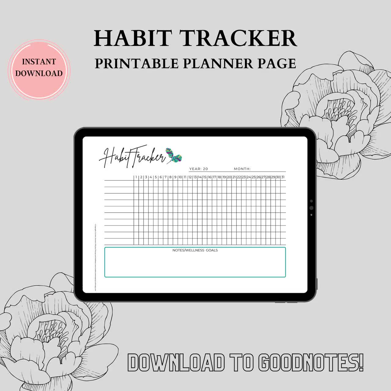 Habit Tracker Printable, Habit Tracker Bullet Journal