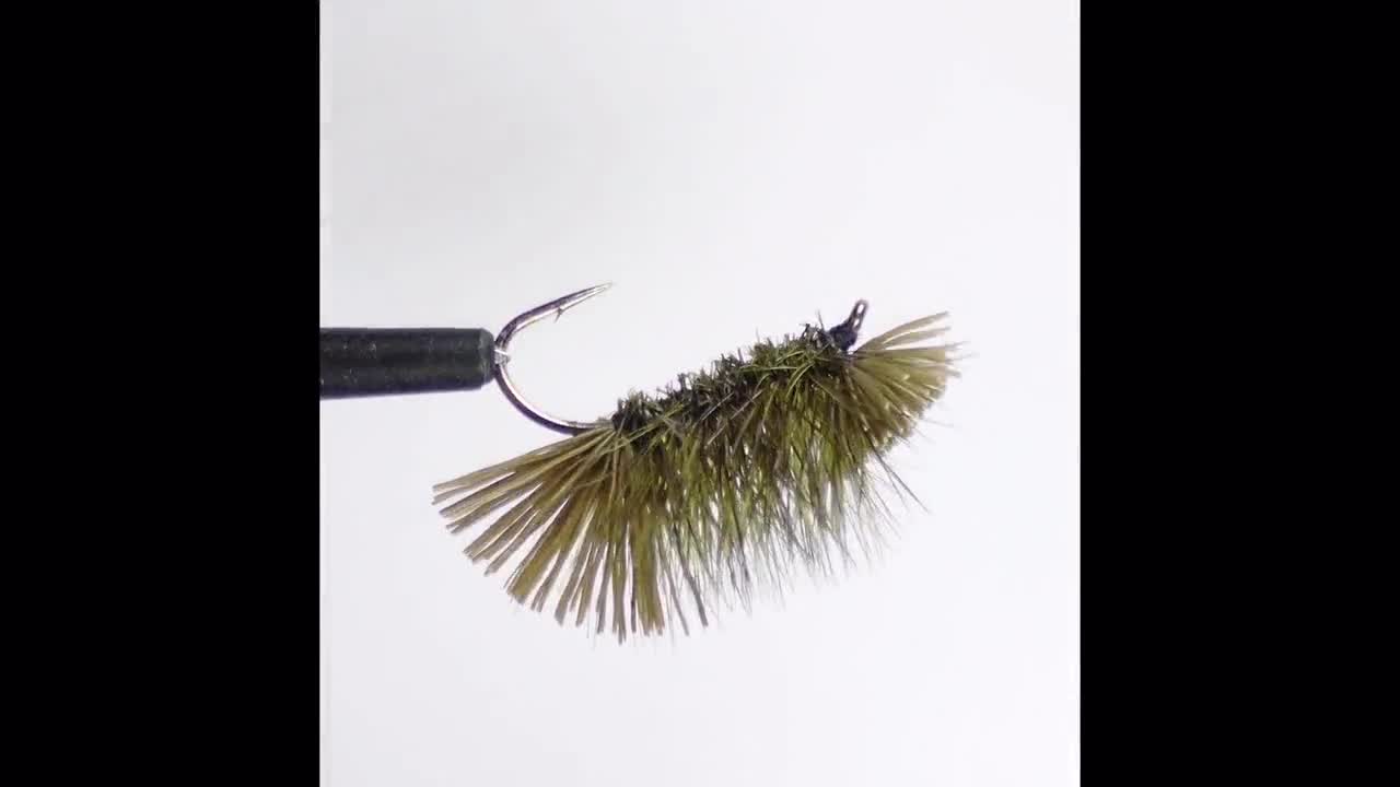 Dyret Hackle Hog Olive Barbed Fishing Fly, Rough Water Caddis for