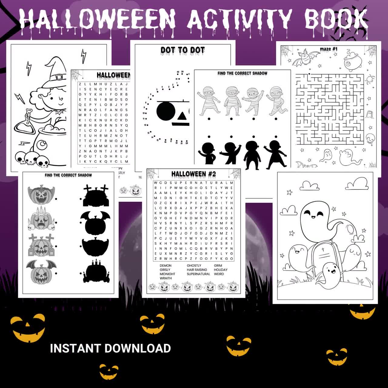 Halloween Activity Book For Kids Ages 8 - 12: A Funny & Spooky Games &  Activities For Halloween Holiday - Coloring pages, Dot to dot, Mazes, Word  Sear (Paperback)