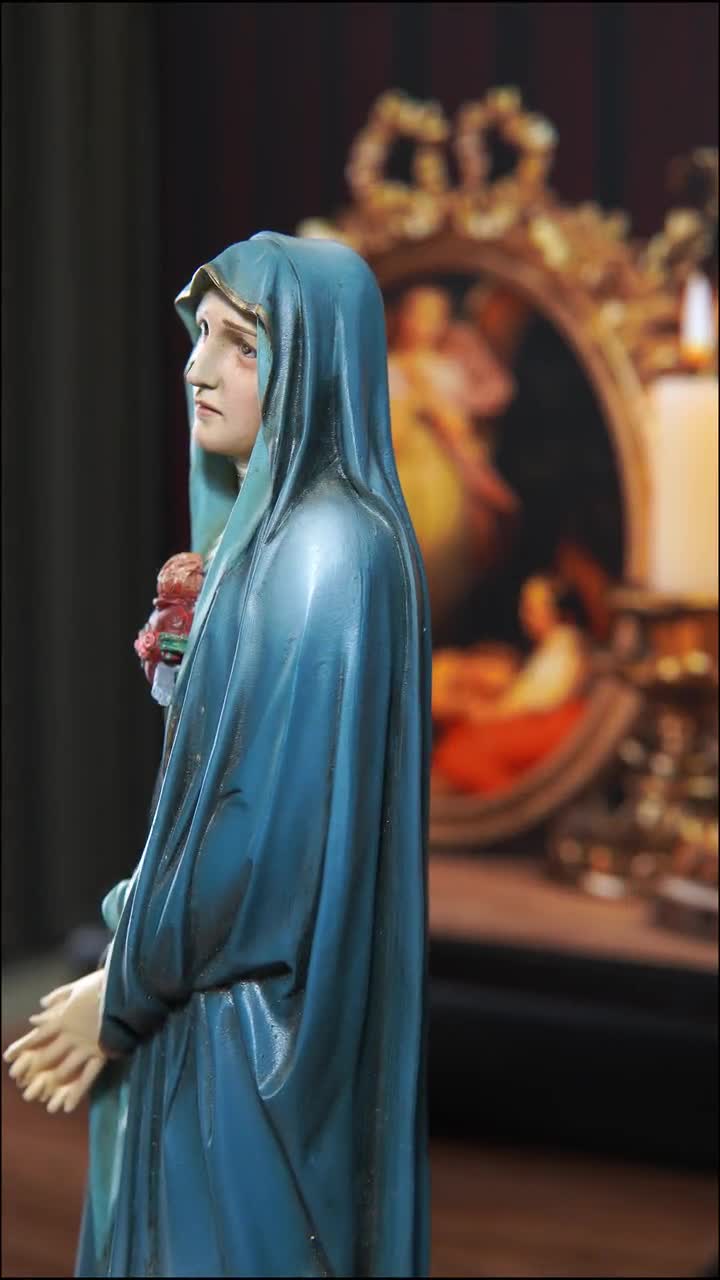 Hand-painted Our Lady of Sorrows Statue With One Sword Virgin Mary