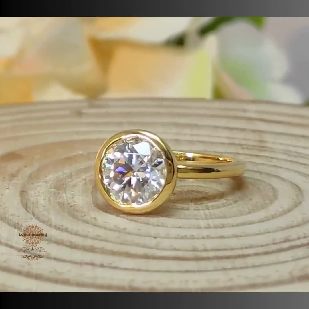 1.60カラットのラウンドカットモアッサナイト10Kソリッドイエロー