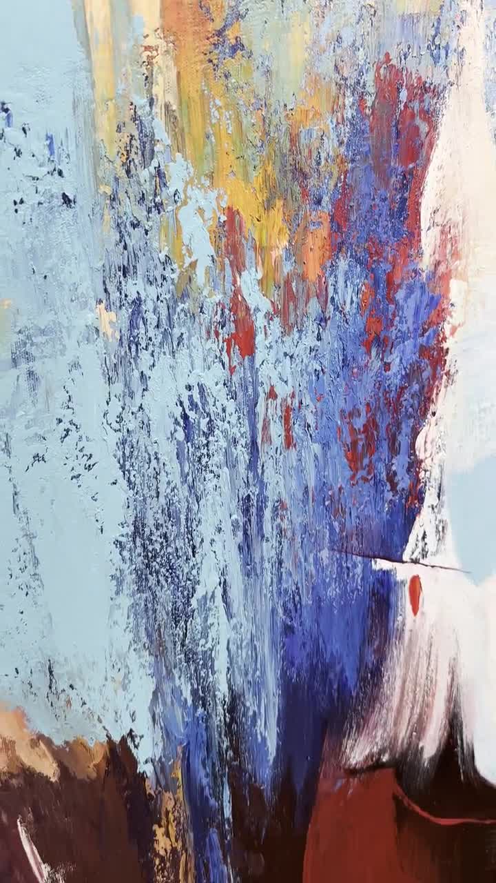 original abstract art青緑色の抽象画 抽象的な青緑の絵画 | 鮮やかな青の抽象的な絵画 | 青緑の赤の絵画