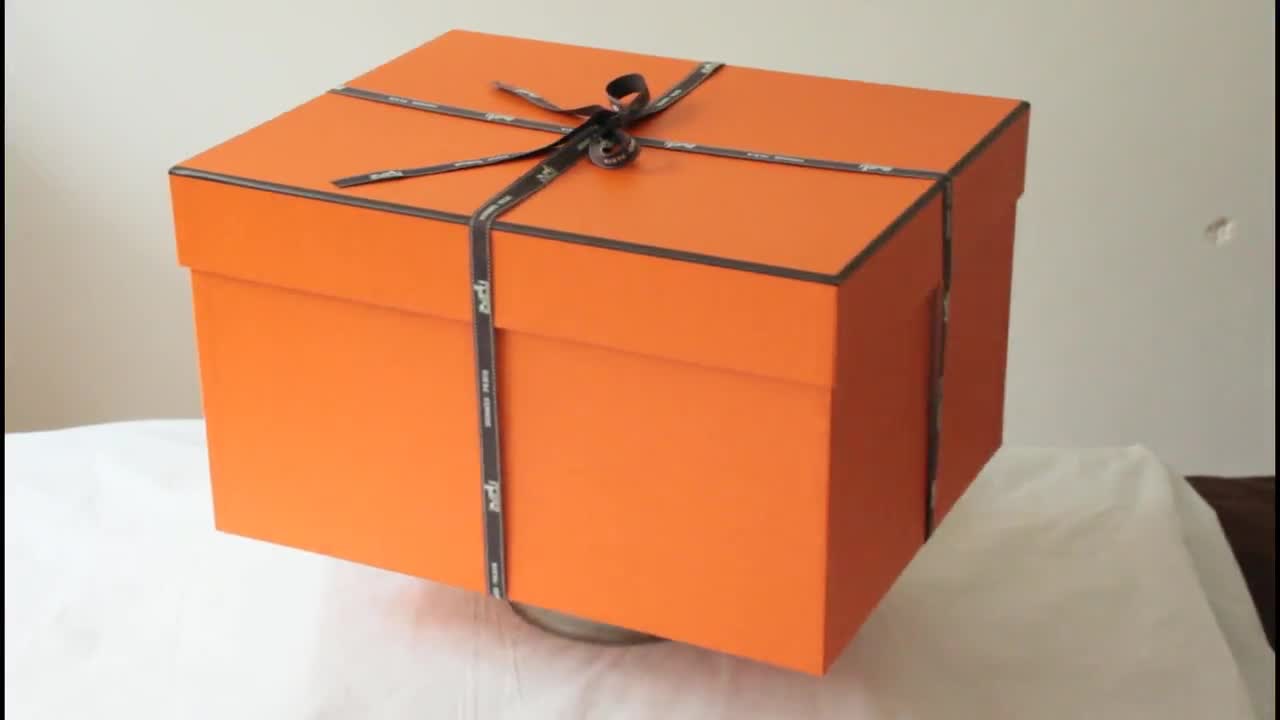 Hermes orange box for Birkin 30cm mint with ribbon