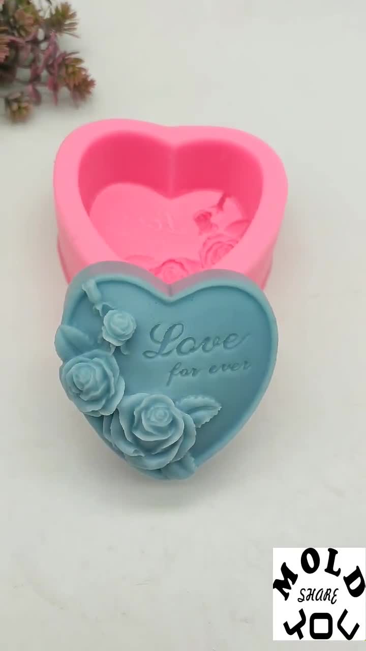 LdawyDE 2 Moldes De Silicona Con Forma De Corazón 3D Y Rosas - 2 Cavidades Por Molde, Perfectos Para Jabón Artesanal, Velas, Bombones Y Manualidades