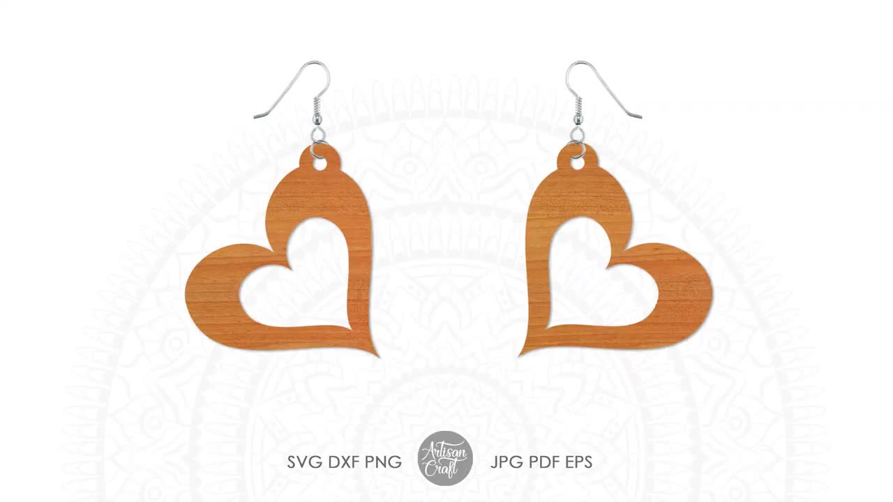 Heart earrings SVG, Valentines earrings, SVG cut files By Artisan Craft SVG