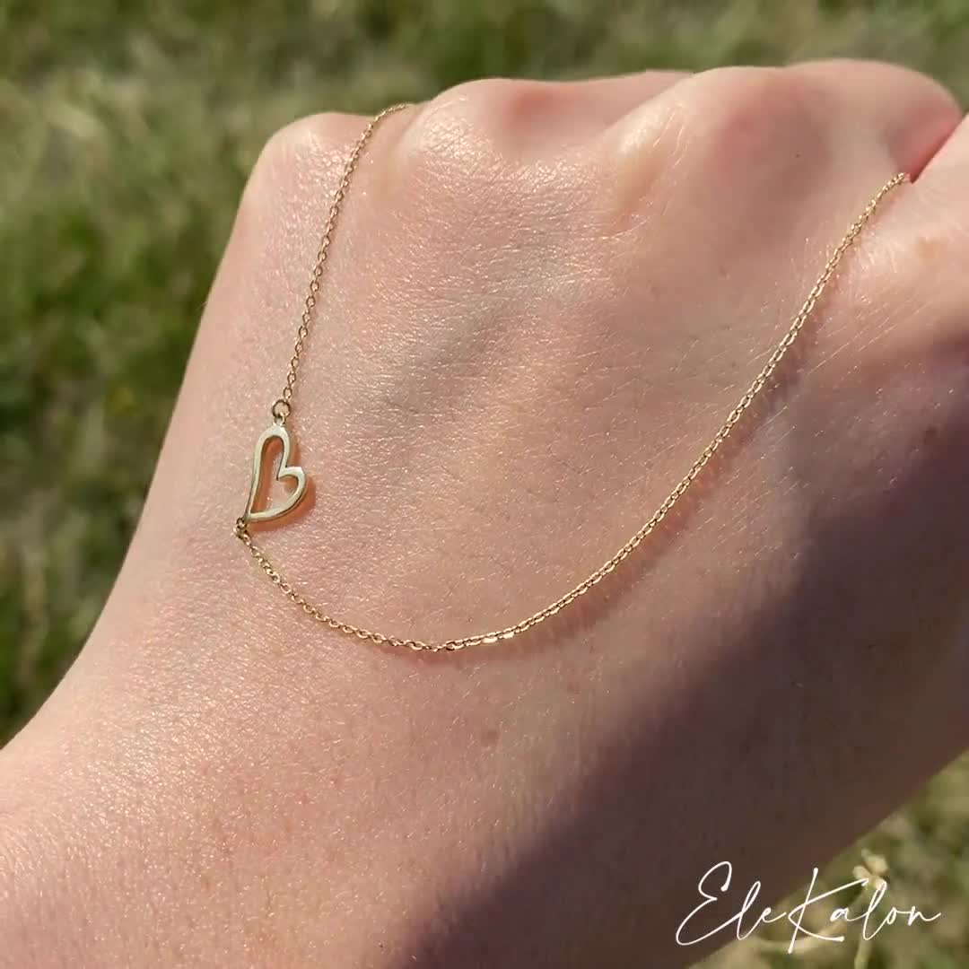 Zales Sideways Heart Key Necklace in 10K Gold | Hamilton Place