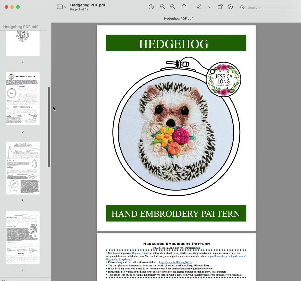 Digital Embroidery Patterns (PDF) – Jessica Long Embroidery