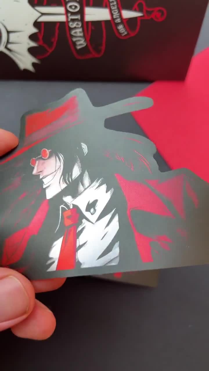 hellsing card sleeves Vintage 'Hellsing' Alucard Promo Black T-Shirt Parallel This coat is made of the highest quality genuine leather HELLSING Ultimate Metallic Sticker, Alucard