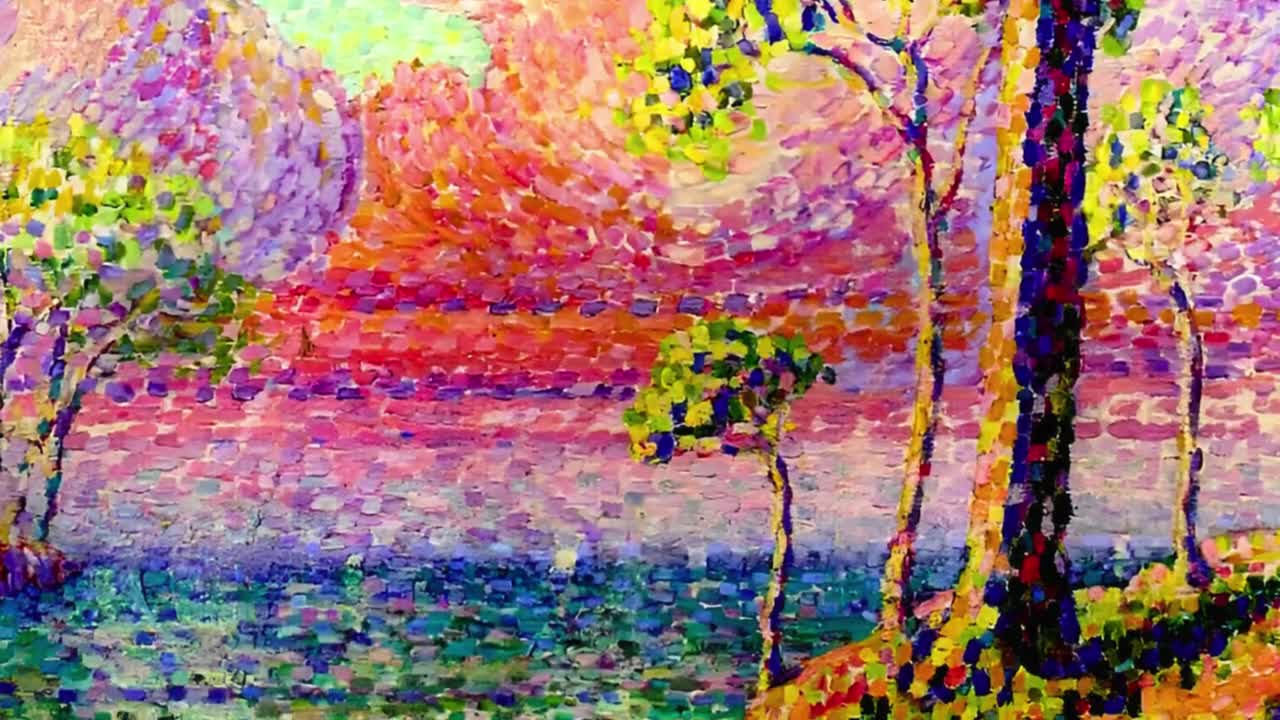 アンリ・エドモンド・クロス「松の木」ジクレー版画：新印象派の夕焼け