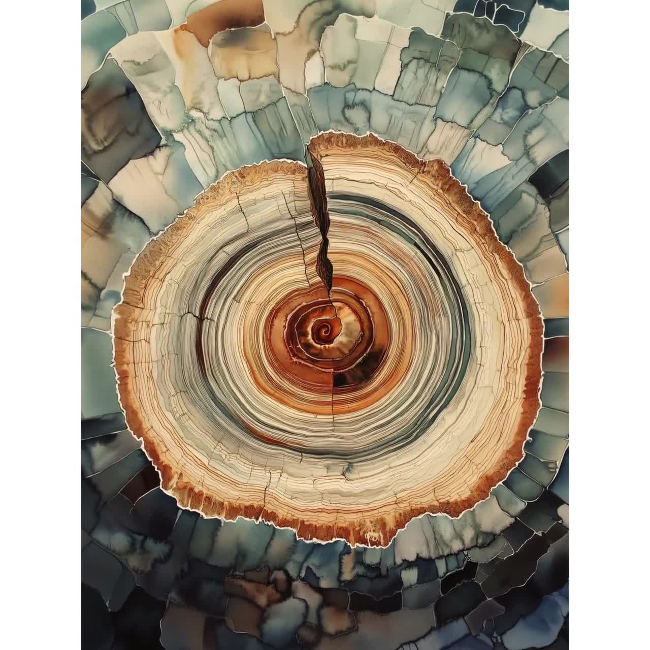 絵画★原画「年輪（NENRIN）Tree rings」（2022年3月22日） 絵画☆原画（1点限り）「年輪（NENRIN）Tree rings」（アクリル