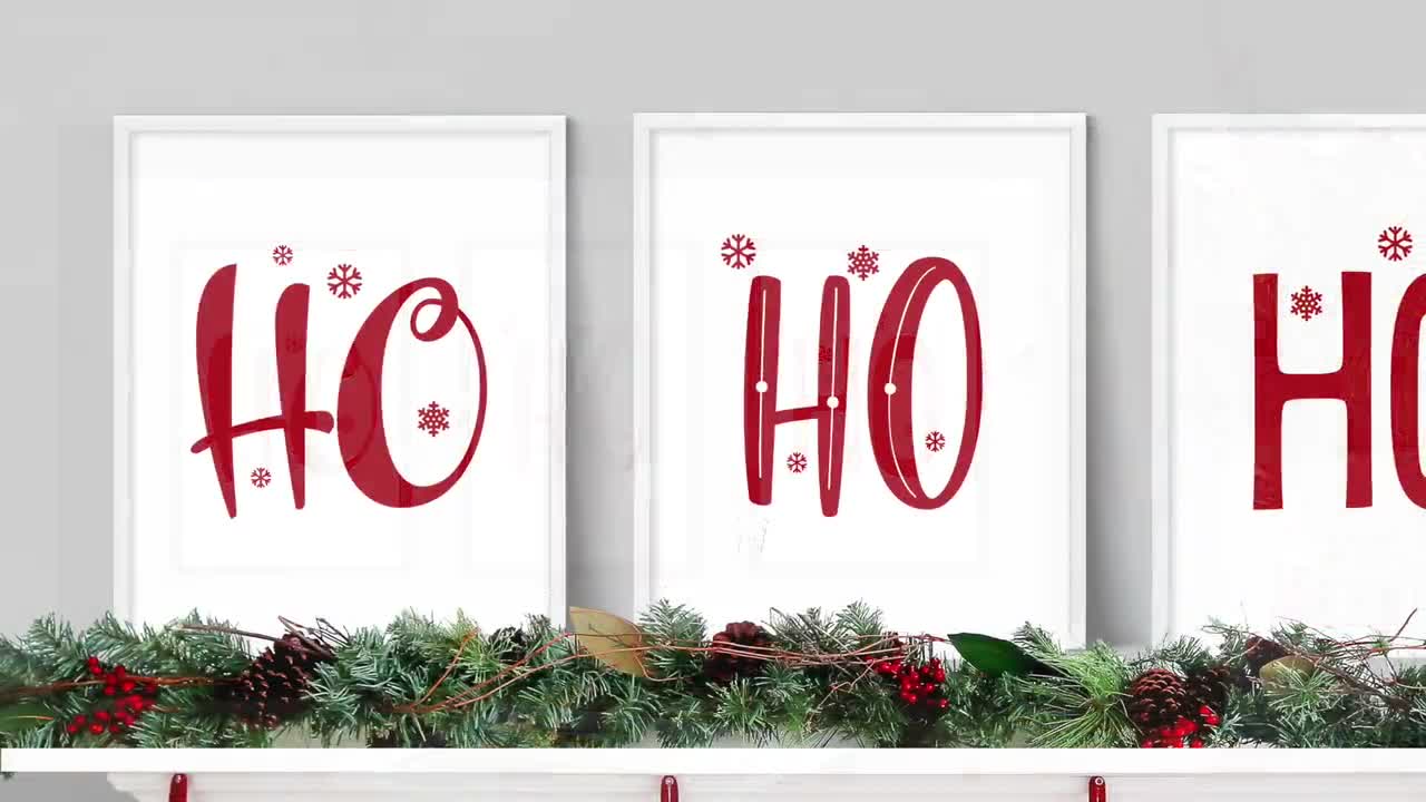 Whimsical Christmas Decor, Ho Ho Ho Print, Christmas Prints Set of 3,  Minimalist Christmas Printable Wall Art, Santa Claus Holiday Decor 