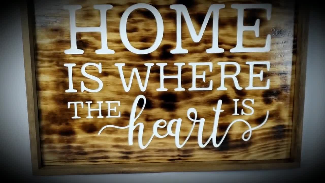 Home is where the heart is rustic wood sign – 1801 handcrafted