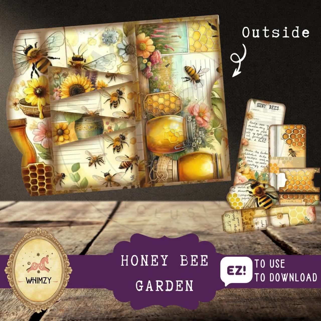 Honey Bee Trifold Folio Junkjournal Kit Vintage DIY Mini