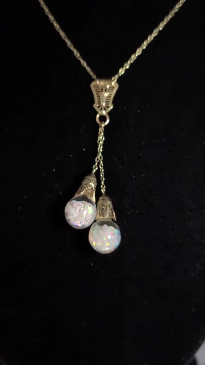 Vintage White Floating Opal Choker 925 Sterling Silver Pendant Necklace -  Walmart.com