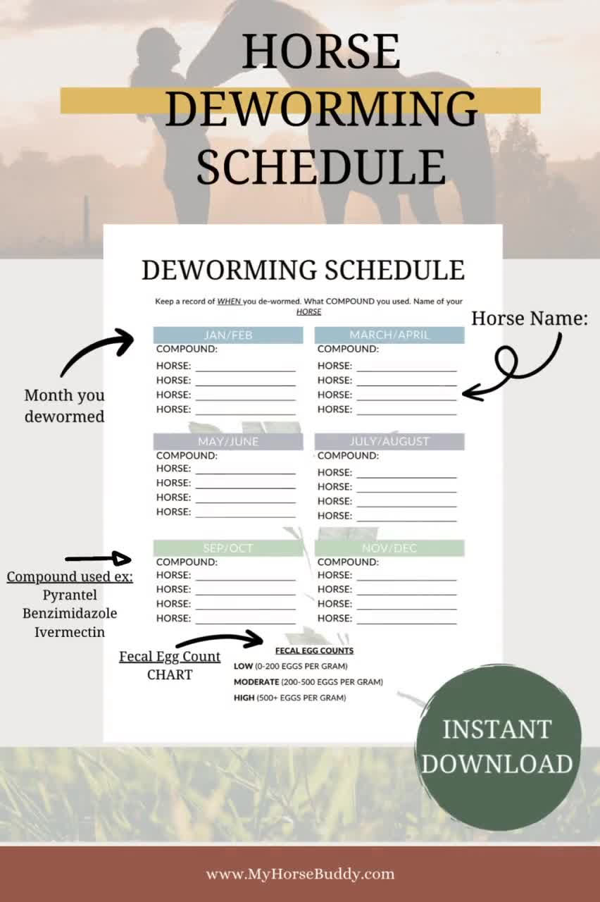 Printable Dewormer Schedule For California Horsess