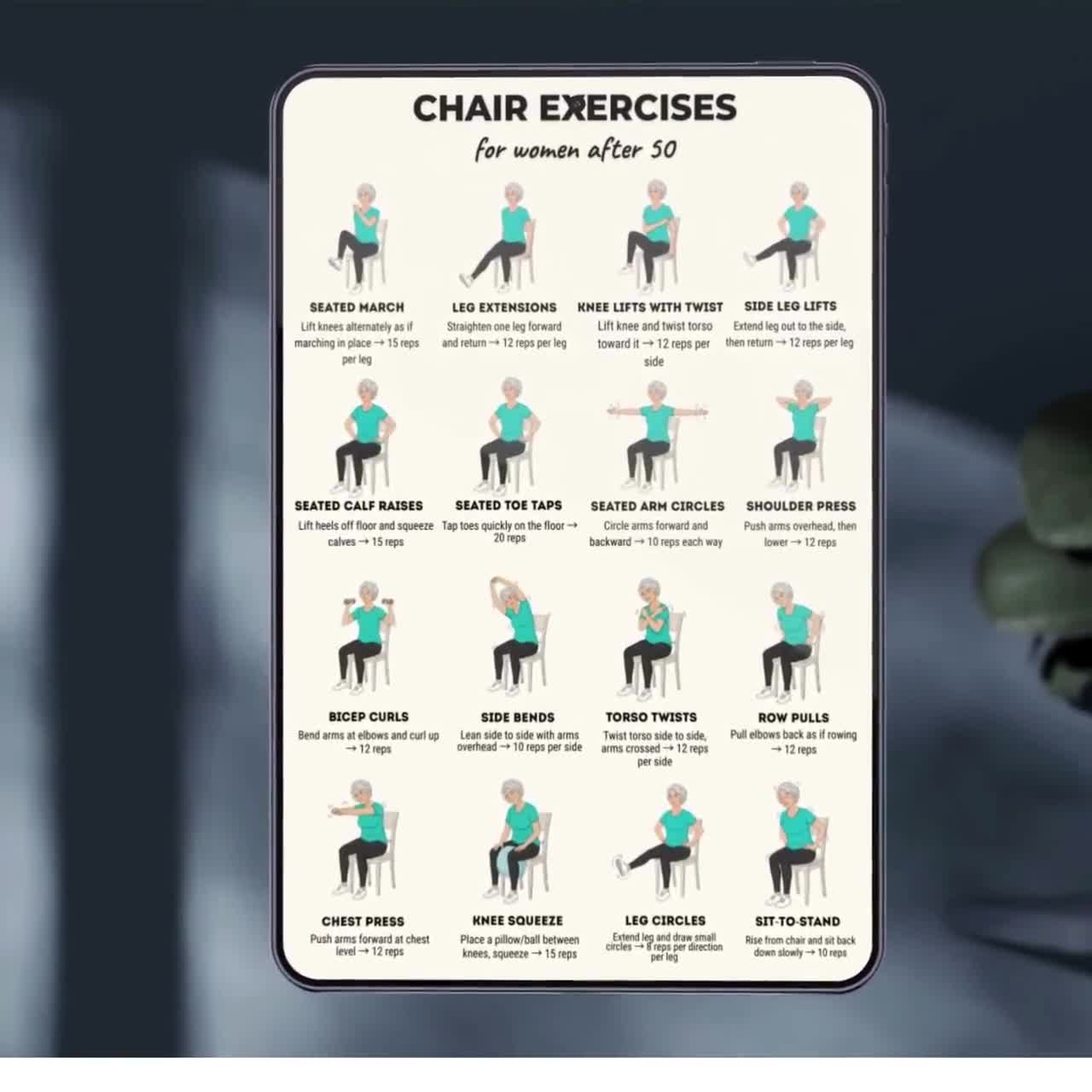 Chair Exercises for Seniors, Chair Exercises for Women Over 50, Seated Workout  Printable, Low Impact Fitness PDF - Etsy, image size:1280x1280