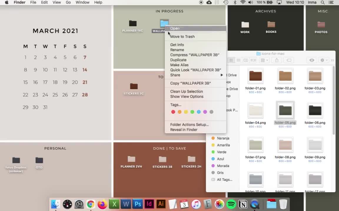 Desktop wallpaper organizer for work with calendar 2026, Desktop background  wallpaper neutral, Desktop organizer, Desktop icons, image size:1152x720