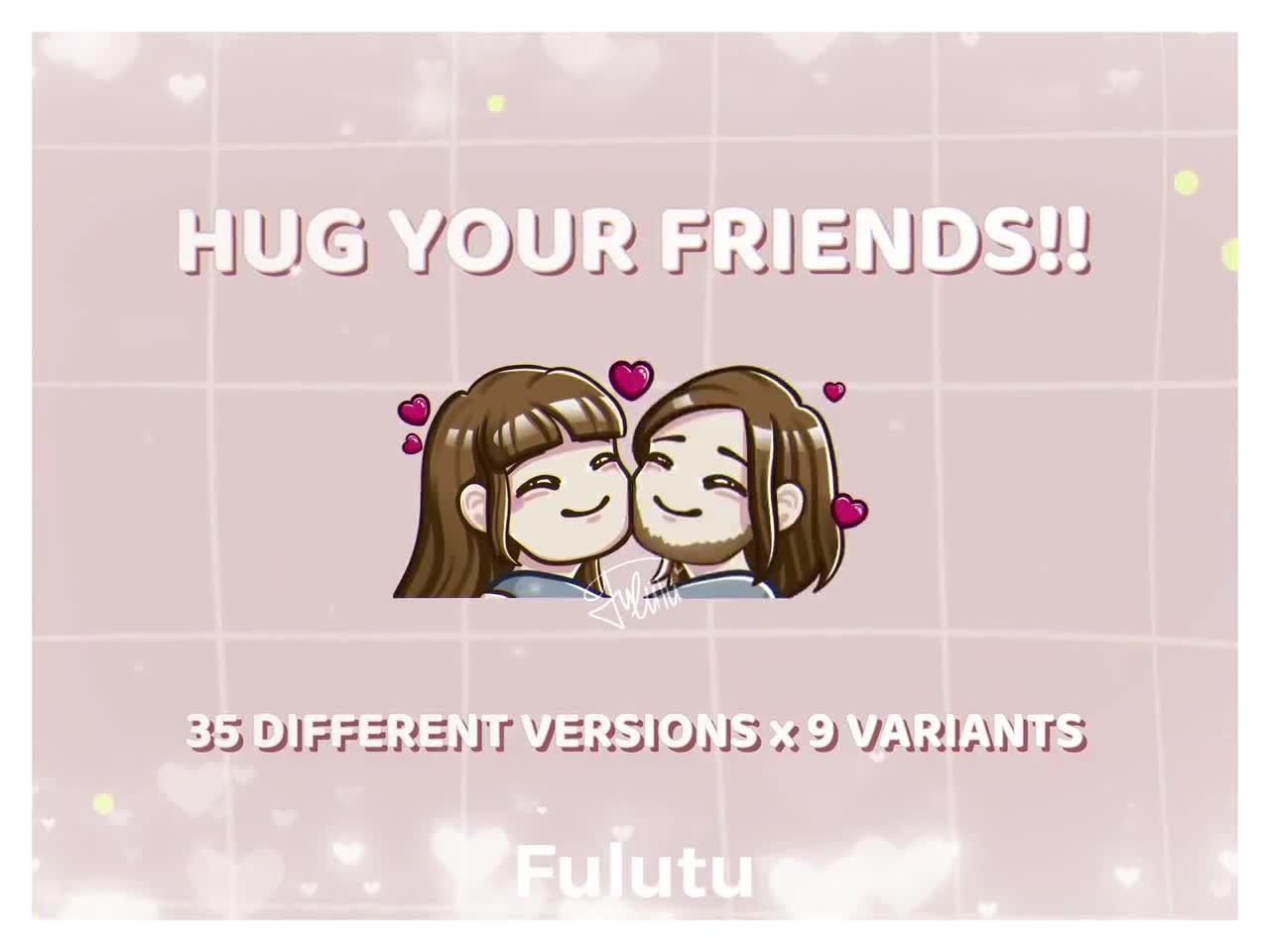 Hug Emote Pack - Short Side Part Brown | Twitch | Discord