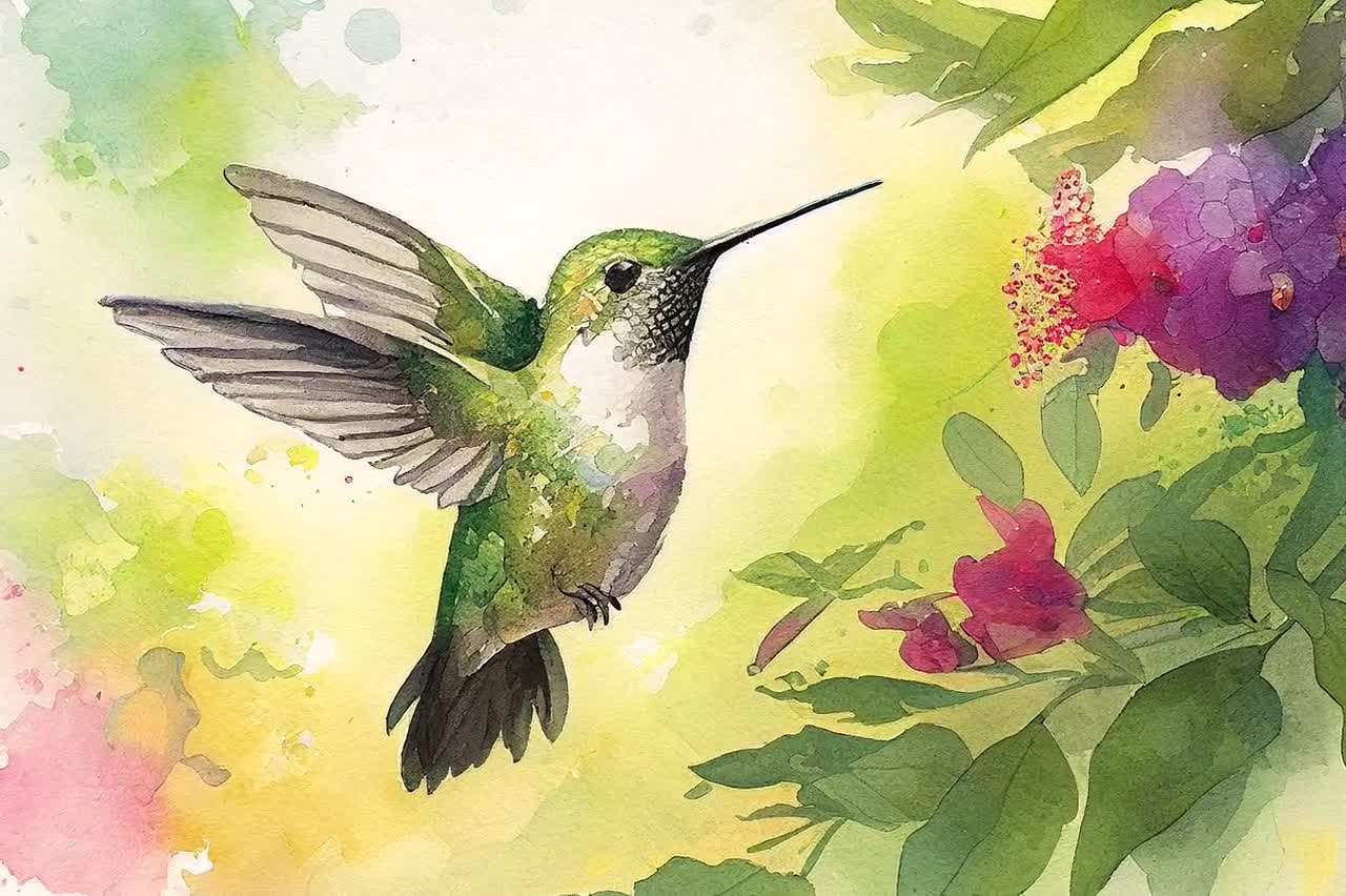 ハチドリの水彩画 | 見事な印刷可能な壁アート - Etsy 日本