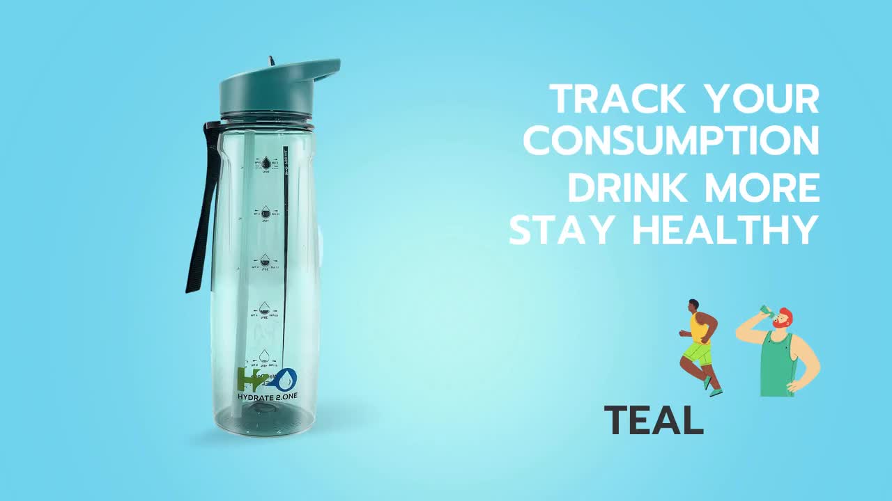 Aesthetic Water Bottle Tea Time Motivational Clear Fruit Hydration 700ml