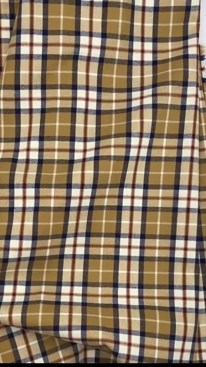 Plaid Fabric, Cotton Tartan Camel Brown with Red White Black hot Check, Lightweight for Dress, Shirting, by 2.0 meter