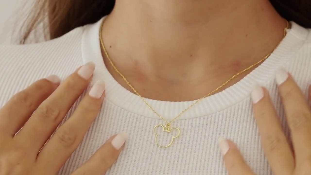 Gold Disney Necklace, Monogram Mickey Mouse Pendant, Silver Disney Jewelry, Rose Gold Women Gift, For Kids, New Mom Gift, Mom Gift, For Her video poster