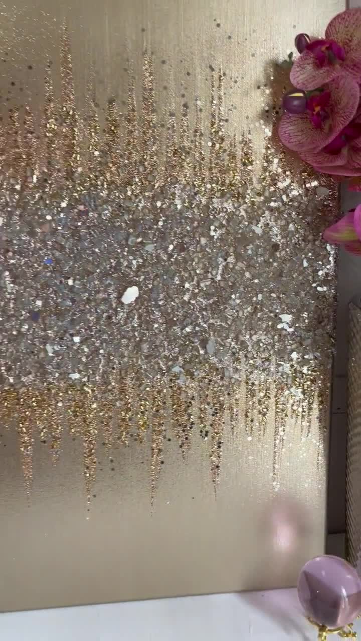 Champagne Gold Glitter Painting, Glitter Wall Art, Glam Decor, Pretty  Sparkles, Glam Art, Glitter Art, Acrylic Painting, Pretty Decor, Gold 