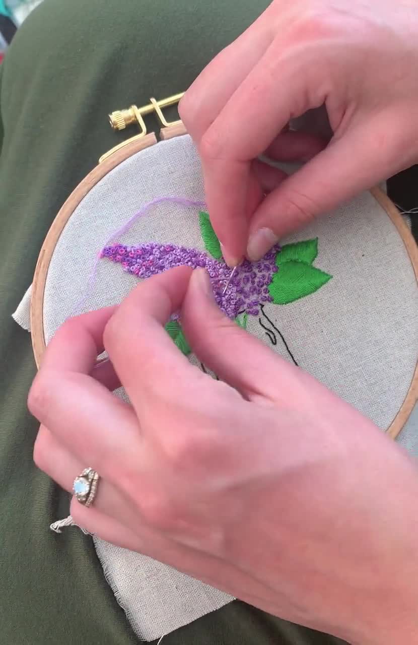 DIY Embroidery Kit Lilacs in a mason jar - DIY Craft Kit - Beginner  Embroidery Kit - purple floral Embroidery Kit - french knot kit —  Handstitched Studio