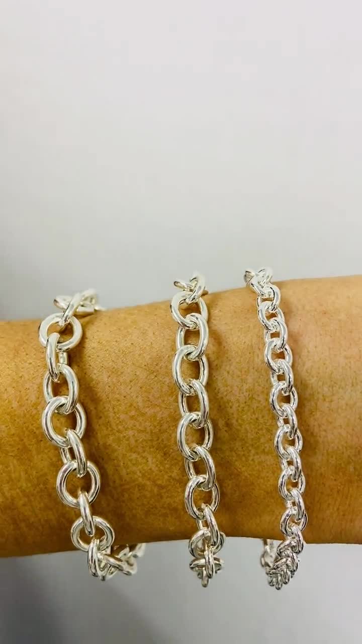 Silver Paperclip Link Chain Bracelet / 925 Sterling Silver / Paper Clip Oval Link Chain / 7 8 inch / Unisex Men's Women's / Gift for Her
