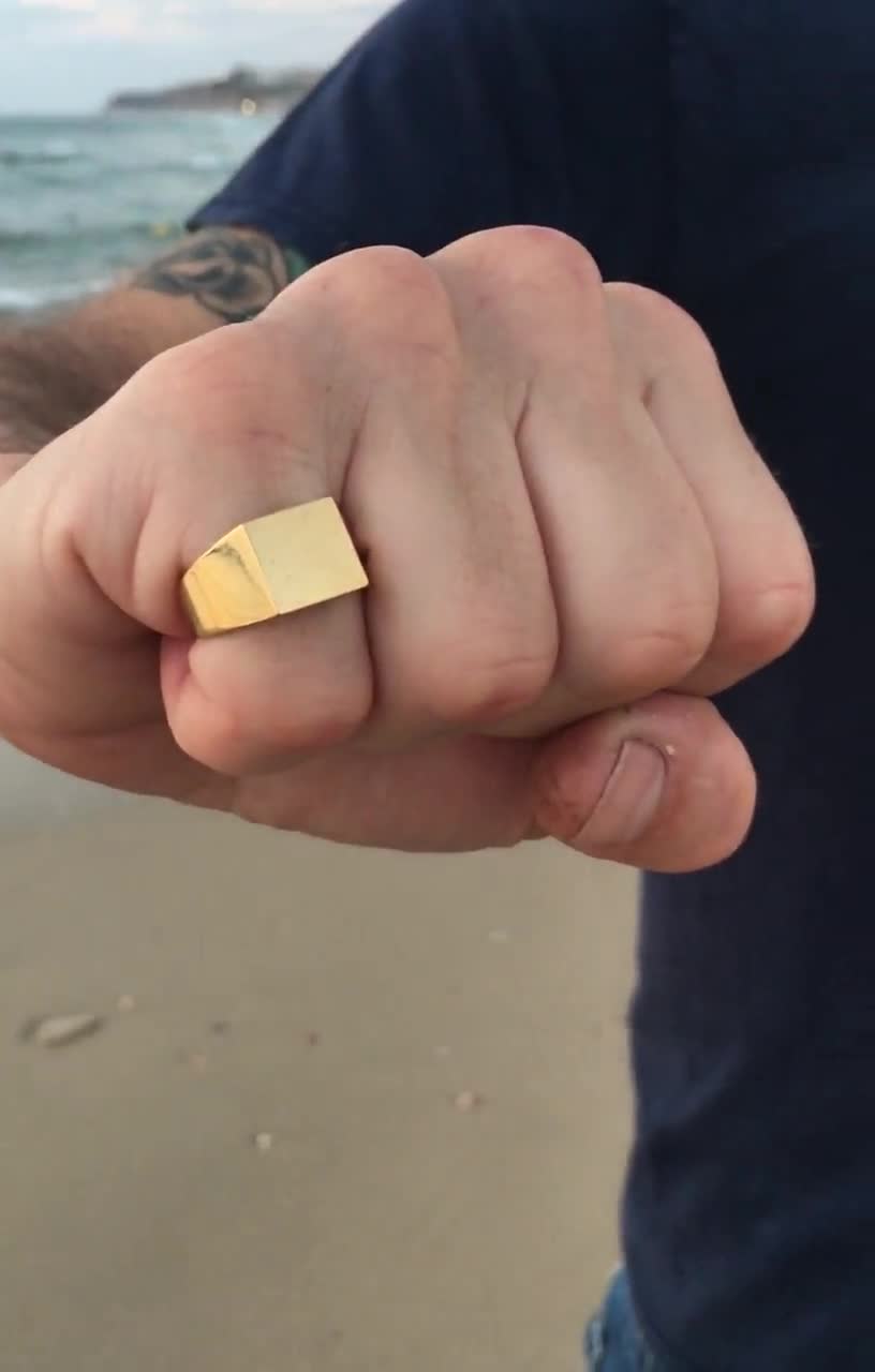 Gold Signet Ring, Square Signet Ring, Mens Signet Ring, Mens