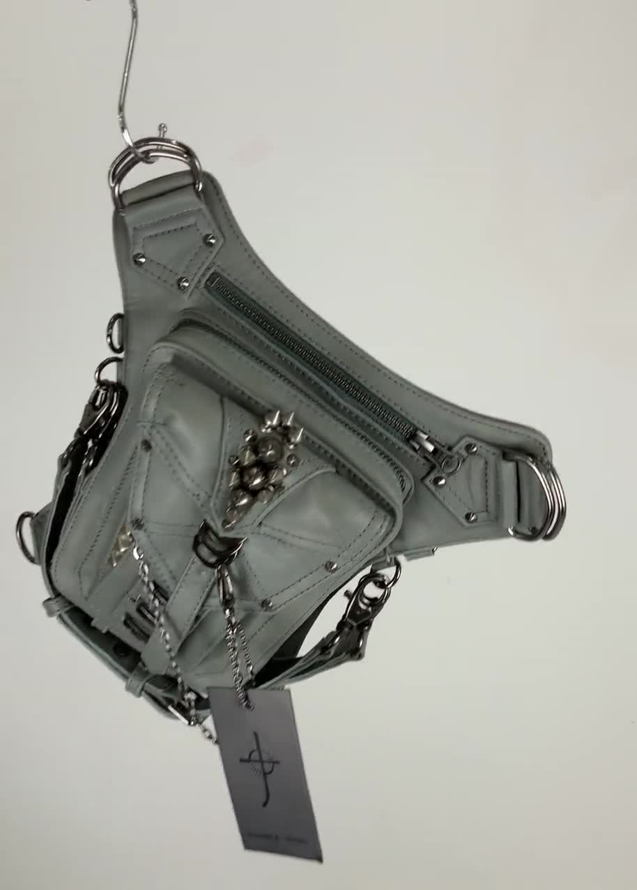 Shark Bite Black Leather Hip Holster Waist Bag