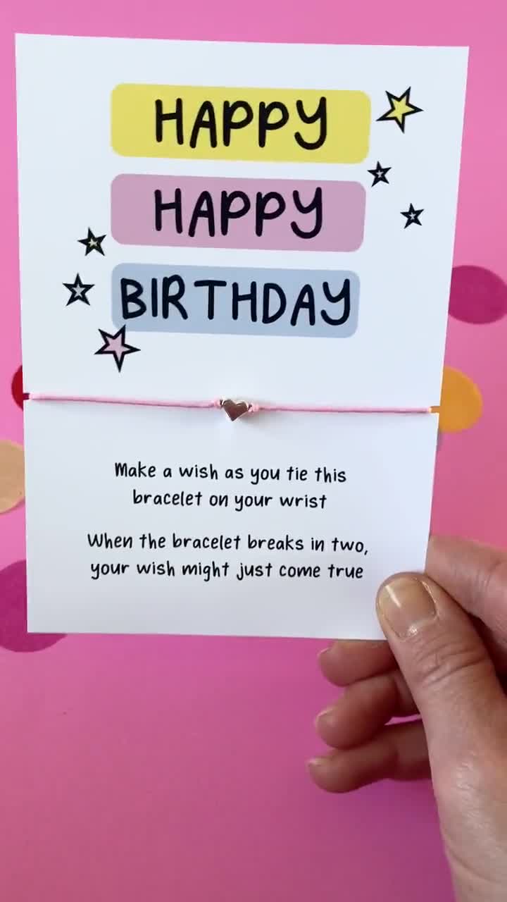 Happy Birthday, Birthday Wishes, Birthday Wishes Card, Birthday Wish  Bracelet, 5 Dollar Gift, Birthday Gift for Her, Birthday Gift Ideas 