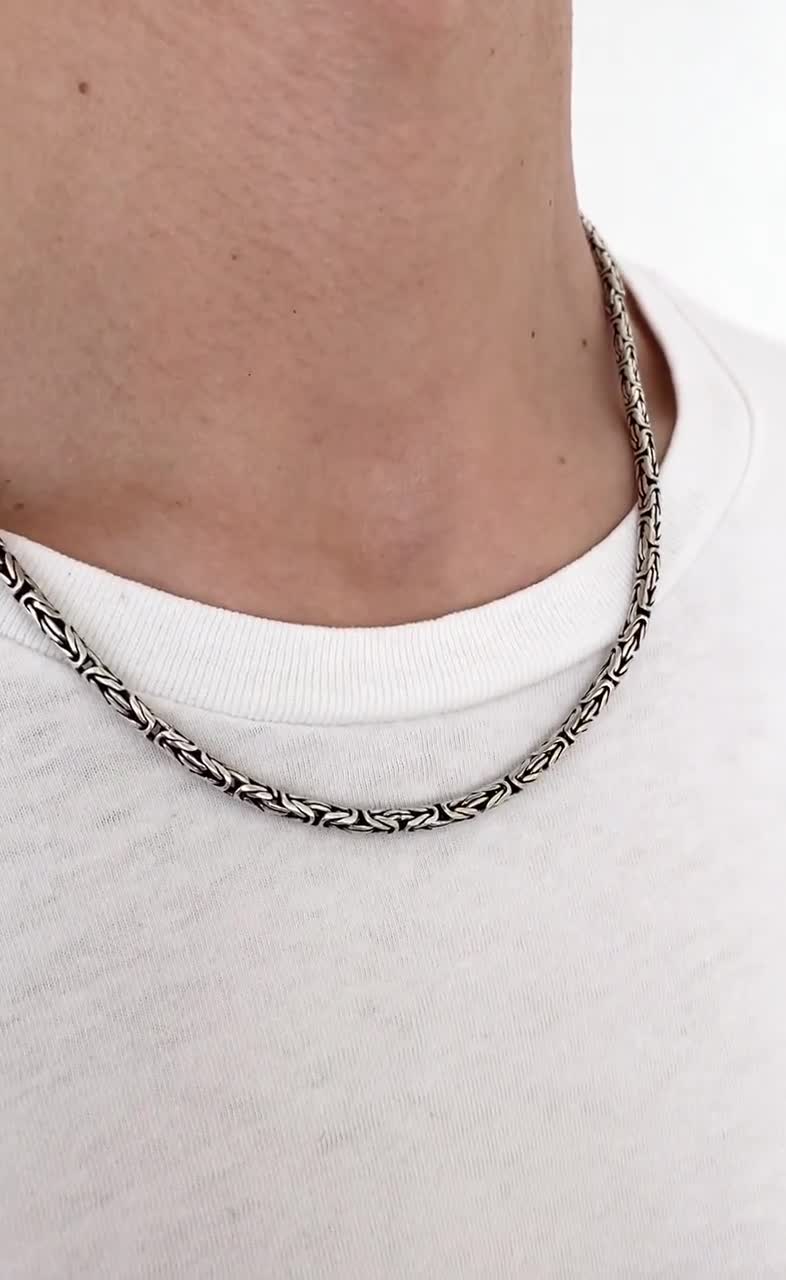 Heavy Thick Silver Man Chain, 670-750 Grams Solid Silver Byzantine