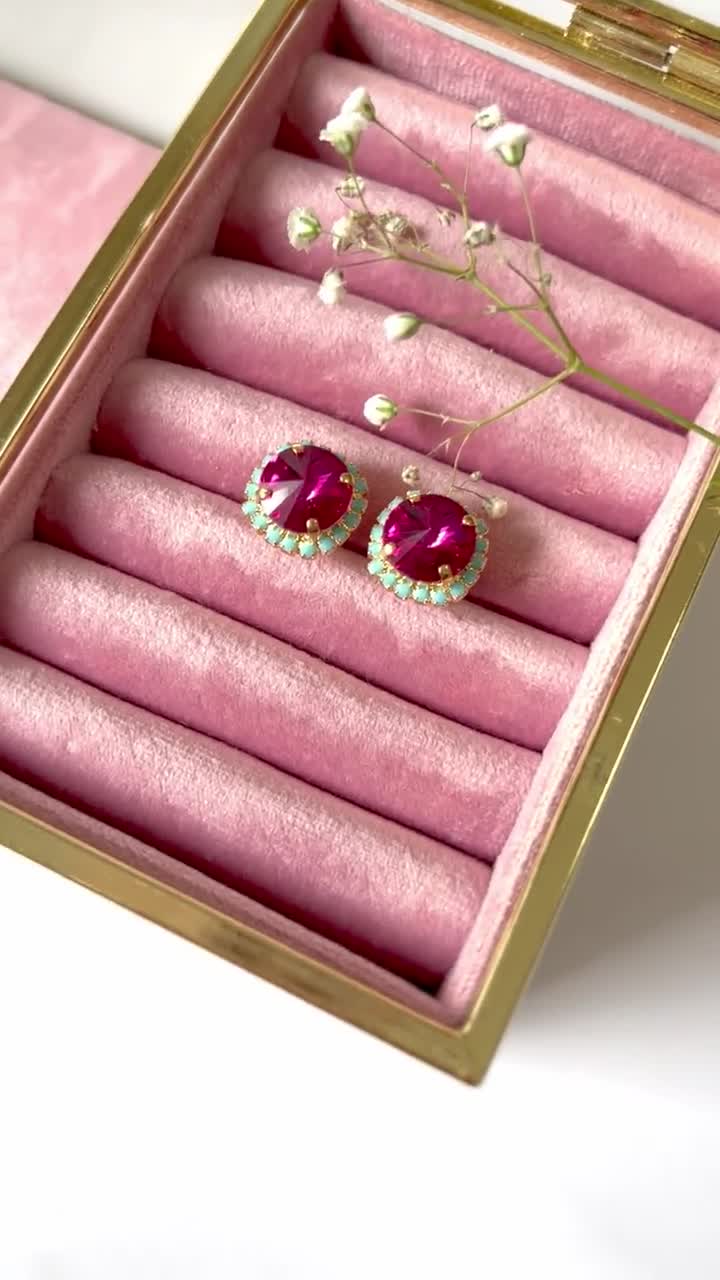  Pendientes Mariposa Rosa con Cristales de Swarovski(R) Rosa  Plata de Ley, Cristal : Ropa, Zapatos y Joyería