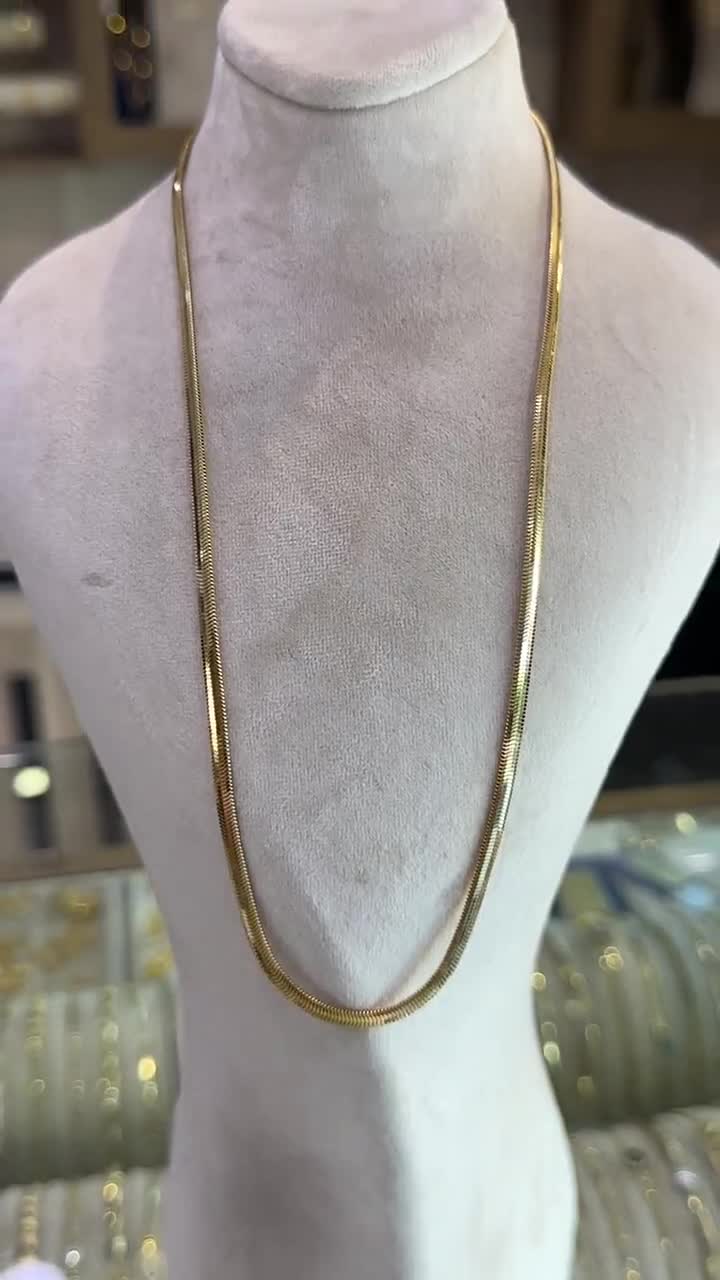 Gold Mini Flat Snake Chain Necklace by Scream Pretty