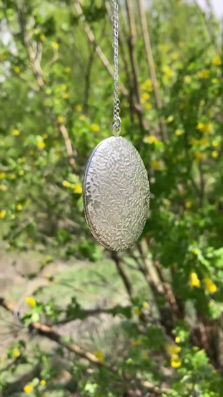 Floral Oval Silver Large Locket Pendant - Gerochristo 3338N