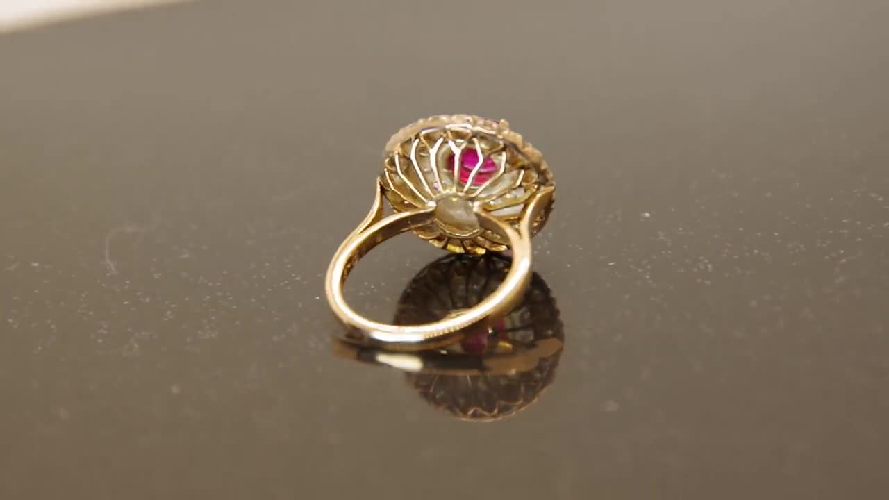 18k Antique Ruby Ring, 1.05 Ct Diamond Accent, Round Cut Ruby, 1.63 Ct,  Full Cut Diamonds, Appraised Value 6,589, Vintage, July Birthstone - Etsy  Israel