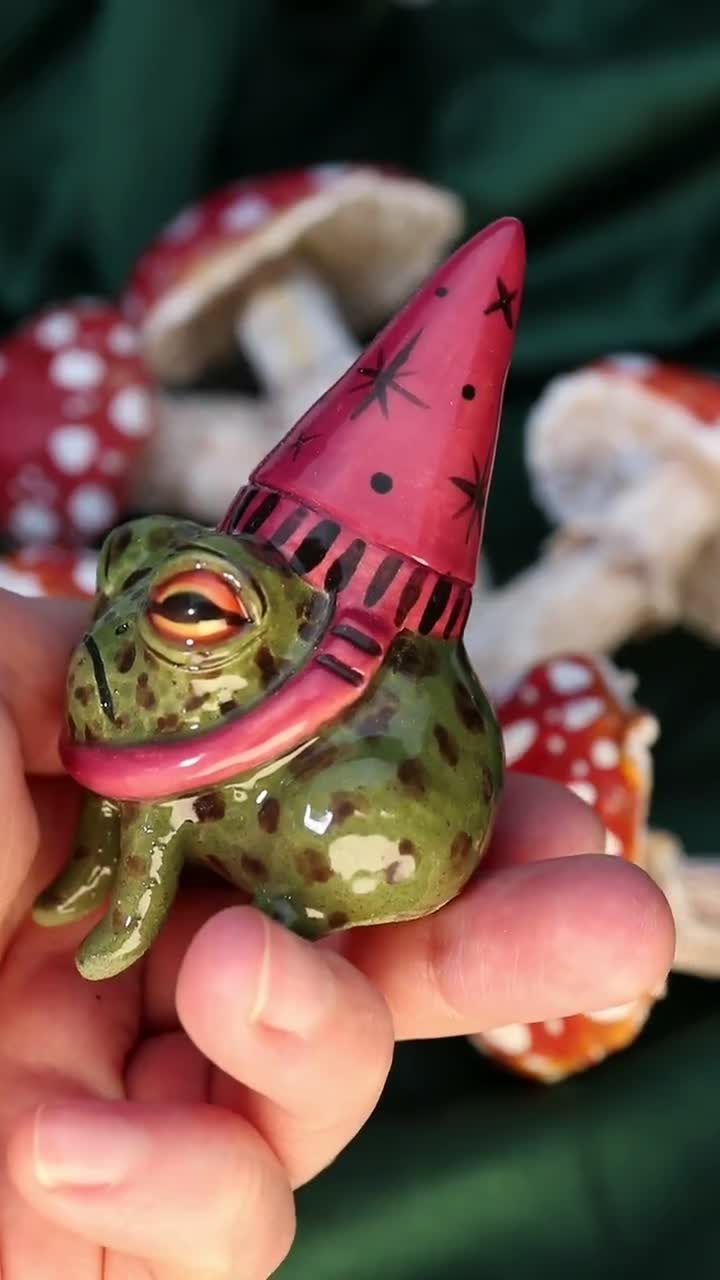 Ceramic Little Wizards Frog - Fully Sculpted and Hand-painted