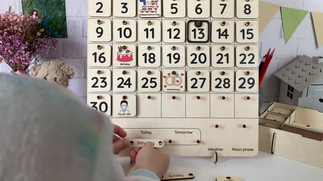 Calendario bimbi in legno - Bambini - Cameretta - di Mia by Le