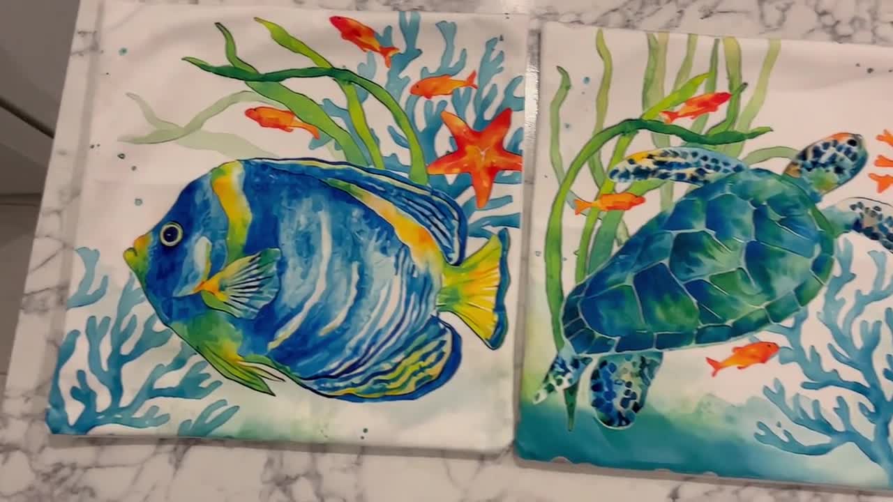 Yansipor Sea Turtle Flower Pillow Covers 18x18 Inch – Cotton Linen Decorative Throw Pillow Covers - View #11