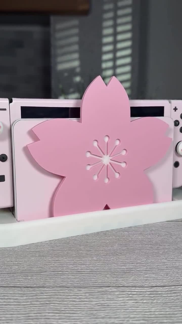 Nintendo Switch Dock Accessory Stand Faceplate Pink White Sakura