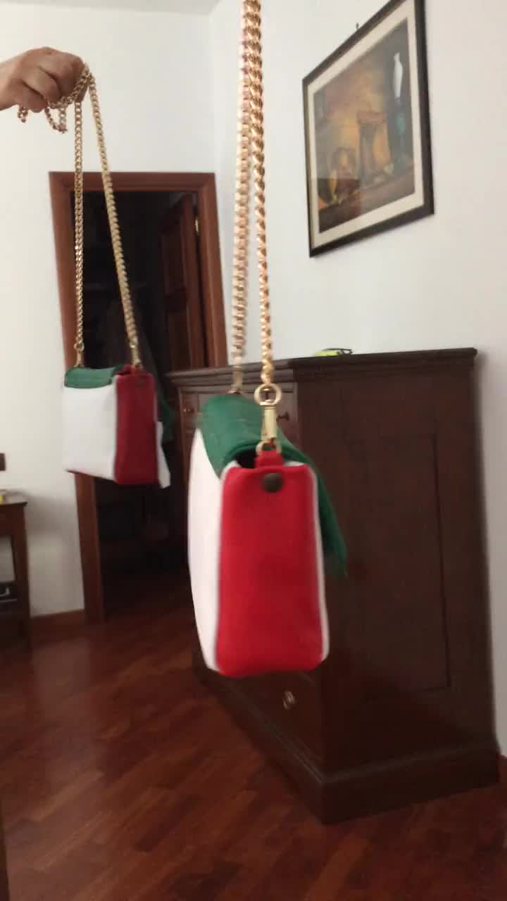 Borsa da viaggio uomo / donna in vera pelle, bandiera tricolore